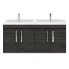 Brooklyn 1205mm Black Wall Hung 4 Door Double Basin Vanity Unit 2 Brooklyn 1205mm Black Wall Hung 4 Door Double Basin Vanity Unit -Modern Bathroom Shop bwh12hb2d d3