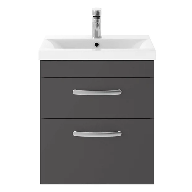 Brooklyn 500mm Gloss Grey 2 Drawer Wall Hung Vanity Unit 6 Brooklyn 500mm Gloss Grey 2 Drawer Wall Hung Vanity Unit - Image 4