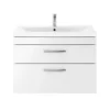 Brooklyn 800mm Gloss White 2 Drawer Wall Hung Vanity Unit -Modern Bathroom Shop bwh8wht2d d2