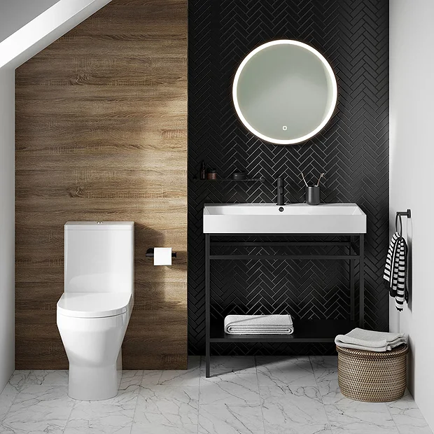 Britton Curve2 Rimless Close Coupled Back To Wall Toilet With Matt Black Flush Button + Soft Close Seat 7 Britton Curve2 Rimless Close Coupled Back To Wall Toilet With Matt Black Flush Button + Soft Close Seat - Image 5
