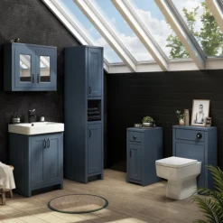 Chatsworth Traditional Blue Vanity - 560mm Wide With Matt Black Handles