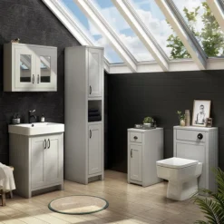 Chatsworth Traditional Grey Vanity - 560mm Wide With Matt Black Handles