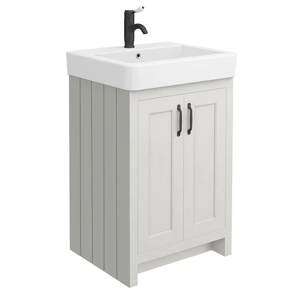 Chatsworth Traditional Grey Vanity - 560mm Wide With Matt Black Handles 4 Chatsworth Traditional Grey Vanity - 560mm Wide With Matt Black Handles - Image 2