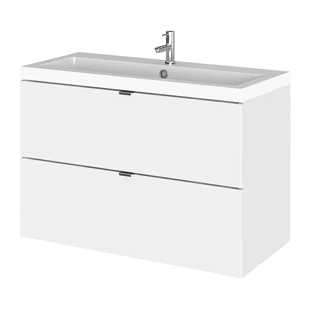 Hudson Reed Fusion 800mm Gloss White Full Depth Wall Hung 2-Drawer Unit & Basin 4 Hudson Reed Fusion 800mm Gloss White Full Depth Wall Hung 2-Drawer Unit & Basin - Image 2