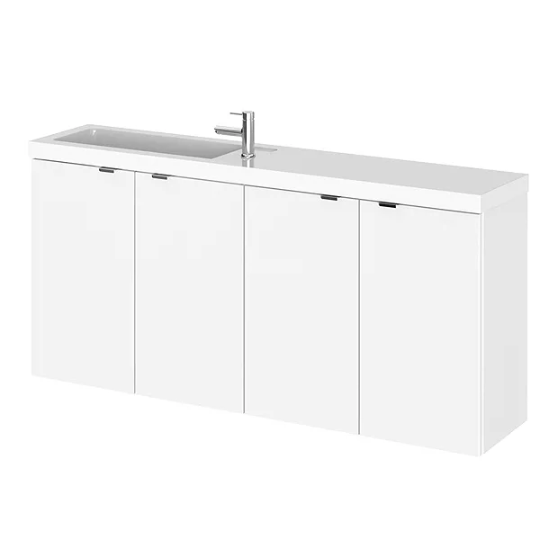 Hudson Reed 1200mm Gloss White Wall Hung Compact Combination Unit (600 Vanity X 2) 4 Hudson Reed 1200mm Gloss White Wall Hung Compact Combination Unit (600 Vanity X 2) - Image 2