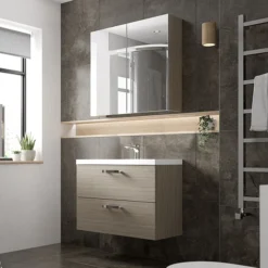 Hudson Reed Fusion 800mm Driftwood Full Depth Wall Hung 2-Drawer Unit & Basin -Modern Bathroom Shop cbi231 d2