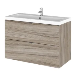 Hudson Reed Fusion 800mm Driftwood Full Depth Wall Hung 2-Drawer Unit & Basin -Modern Bathroom Shop cbi231 l