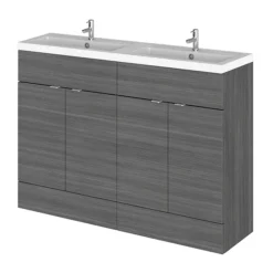 Hudson Reed Fusion 1200mm Grey Avola Full Depth Floorstanding Unit & Double Basin -Modern Bathroom Shop cbi534n
