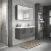 Hudson Reed 1200mm Gloss Grey Wall Hung Combination Unit & Double Basin (600 Vanity X 2) -Modern Bathroom Shop cbi933 d2