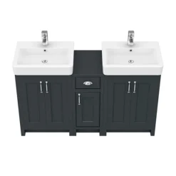 Chatsworth Traditional Graphite Double Basin Vanity + Cupboard Combination Unit 11 Chatsworth Traditional Graphite Double Basin Vanity + Cupboard Combination Unit -Modern Bathroom Shop cblk142pknd2