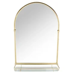 Chatsworth Traditional 700 X 490mm Arched Mirror With Glass Shelf - Brushed Brass -Modern Bathroom Shop chtbbms d3