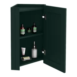 Chatsworth Corner Mirror Cabinet Green -Modern Bathroom Shop cnrmcabgrn d1