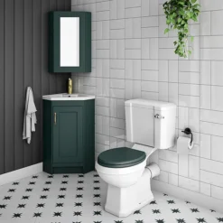 Chatsworth Corner Mirror Cabinet Green -Modern Bathroom Shop cnrmcabgrn d2