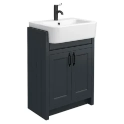 Chatsworth Traditional Graphite Semi-Recessed Vanity Unit W. Matt Black Handles + Toilet Package 9 Chatsworth Traditional Graphite Semi-Recessed Vanity Unit W. Matt Black Handles + Toilet Package -Modern Bathroom Shop csr6wcblkmb d1