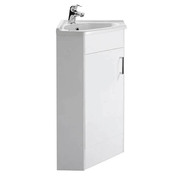 Nuie Floor Mounted Corner Vanity Unit - Gloss White - 555mm With Chrome Handle 4 Nuie Floor Mounted Corner Vanity Unit - Gloss White - 555mm With Chrome Handle - Image 2