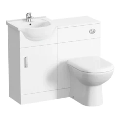 Cove 950mm Cloakroom Vanity Unit Suite + Basin Mixer (Gloss White - Depth 300mm) -Modern Bathroom Shop cv450wcdty305 detail2