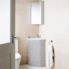 Cove Gloss Light Grey Corner Mirror Cabinet -Modern Bathroom Shop cvg418 d1