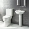 Cove Comfort Height Close Coupled Toilet + Soft Close Seat -Modern Bathroom Shop cvwcch d2
