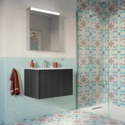 Crosswater Limit 700mm Steelwood Wall-Hung Slatted Vanity Unit With Basin -Modern Bathroom Shop cwstl7whu d1