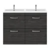 Brooklyn 1205mm Black Double Basin 4 Drawer Vanity Unit 2 Brooklyn 1205mm Black Double Basin 4 Drawer Vanity Unit -Modern Bathroom Shop dbfs12blk4d d4