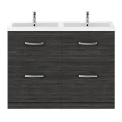 Brooklyn 1205mm Black Double Basin 4 Drawer Vanity Unit