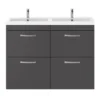 Brooklyn 1205mm Gloss Grey Double Basin 4 Drawer Vanity Unit -Modern Bathroom Shop dbfs12gg4d d3