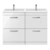 Brooklyn 1205mm Gloss White Double Basin 4 Drawer Vanity Unit -Modern Bathroom Shop dbfs12w4d d4