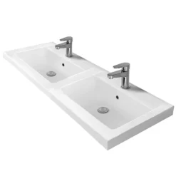 Brooklyn 1205mm White Gloss Double Basin Vanity Unit -Modern Bathroom Shop dbfs12wht d2