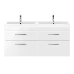 Brooklyn 1205mm White Gloss Wall Hung Double Basin Vanity Unit 8 Brooklyn 1205mm White Gloss Wall Hung Double Basin Vanity Unit -Modern Bathroom Shop dbwh12wht d1