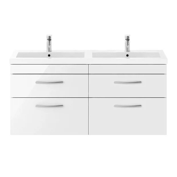 Brooklyn 1205mm White Gloss Wall Hung Double Basin Vanity Unit 5 Brooklyn 1205mm White Gloss Wall Hung Double Basin Vanity Unit - Image 3