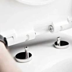 Twyford E100 Round Rimfree Wall Hung WC + Soft Close Seat -Modern Bathroom Shop e17857wh d4