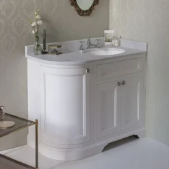 Burlington Floor Standing Corner Vanity Unit - Matt White - Right Hand 1000mm With Worktop
