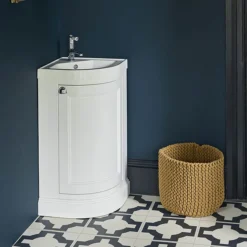 Burlington Freestanding Corner Vanity Unit - Matt White - 430mm Wide -Modern Bathroom Shop fc7ofc7bb d2