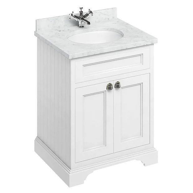 Burlington 65 2-Door Vanity Unit & Minerva Worktop With Basin - Matt White 4 Burlington 65 2-Door Vanity Unit & Minerva Worktop With Basin - Matt White - Image 2