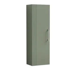 Roxbury Deco Fluted Green Wall Hung Tall Storage Cabinet With Chrome Handle