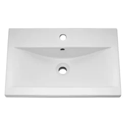 Arezzo Senza 500mm Matt Blue / Vicenza Oak Wall Hung Vanity Unit With Open Shelf + Ceramic Basin -Modern Bathroom Shop hywwh5 d1