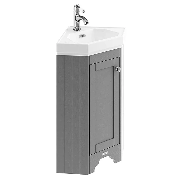Old London Corner Vanity Unit - Storm Grey - 595mm With Brushed Nickel Handle 3 Old London Corner Vanity Unit - Storm Grey - 595mm With Brushed Nickel Handle