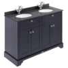 Old London 1200mm Cabinet & Double Bowl Black Marble Top - Twilight Blue -Modern Bathroom Shop lof363 l