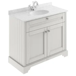 Old London 1000mm Cabinet & Single Bowl Grey Marble Top - Timeless Sand