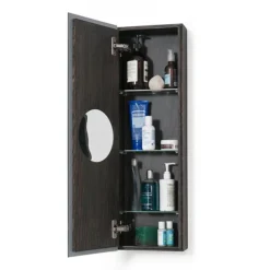 800mm Slimline Mirror Cabinet Dark Oak -Modern Bathroom Shop m800do d1