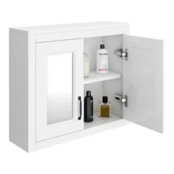 Chatsworth White 2-Door Mirror Cabinet - 690mm Wide With Matt Black Handles 8 Chatsworth White 2-Door Mirror Cabinet - 690mm Wide With Matt Black Handles -Modern Bathroom Shop mcabwhtmb d1
