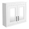 Chatsworth White 2-Door Mirror Cabinet - 690mm Wide With Matt Black Handles 2 Chatsworth White 2-Door Mirror Cabinet - 690mm Wide With Matt Black Handles -Modern Bathroom Shop mcabwhtmb d3
