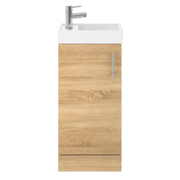 Milan W400 X D222mm Natural Oak Effect Compact Floor Standing Basin Unit 6 Milan W400 X D222mm Natural Oak Effect Compact Floor Standing Basin Unit - Image 4