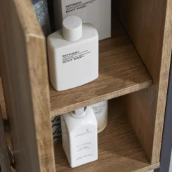 Milan Industrial Matt Black Framed 1-Door Bathroom Storage Unit - Wood Effect -Modern Bathroom Shop mil353md4