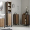 Milan Industrial Matt Black Framed 1-Door Bathroom Storage Unit - Wood Effect -Modern Bathroom Shop mil353md5