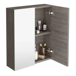 Brooklyn 600mm Grey Avola Bathroom Mirror Cabinet - 2 Door -Modern Bathroom Shop mod523 d1