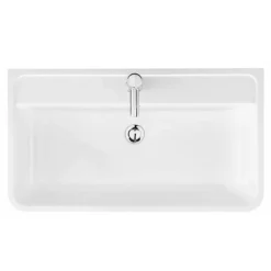 Monza 800 Wall Mounted Vanity Unit Incl. Side Cabinet (Gloss White With Chrome Handles) -Modern Bathroom Shop monza800wallmountedvanitypackd1
