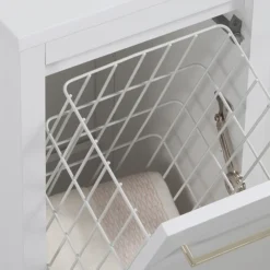 Montrose White Laundry Unit With Brushed Brass Handle 8 Montrose White Laundry Unit With Brushed Brass Handle -Modern Bathroom Shop mtlamwbb d1