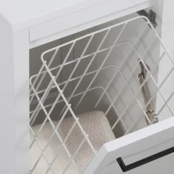 Montrose White Laundry Unit With Matt Black Handle -Modern Bathroom Shop mtlamwmb d1