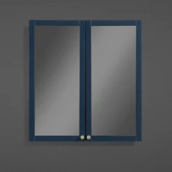 Montrose 600mm Indigo Blue Mirrored Cabinet With Brushed Brass Handles -Modern Bathroom Shop mtmrmibb d1